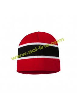 Single knitt Short Stripe Red_Black Beanie